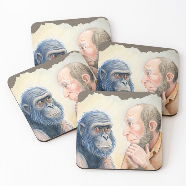 Item preview, Humorous Stare Down - Man and Ape designed and sold by MugsAndDuds.