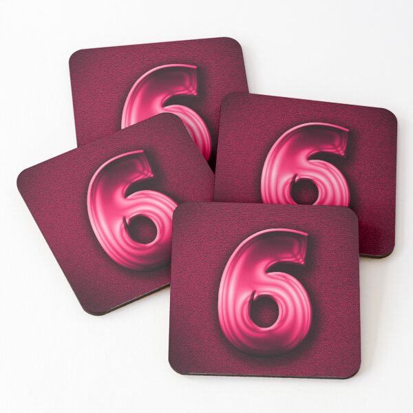 Item preview, Number 6 unit written in pink shiny metallic texture background designed and sold by SpinklyCreations.