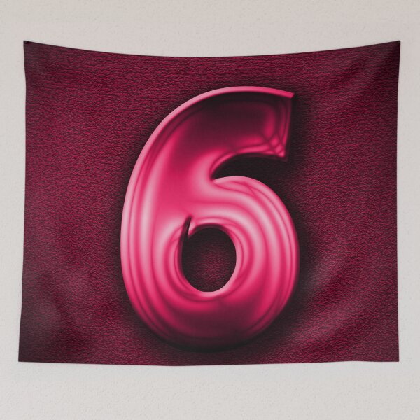 Item preview, Number 6 unit written in pink shiny metallic texture background designed and sold by SpinklyCreations.