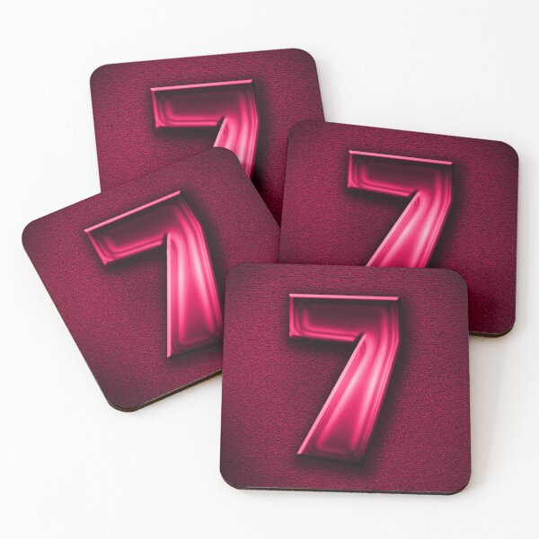 Item preview, Number 7 unit written in pink shiny metallic texture background designed and sold by SpinklyCreations.