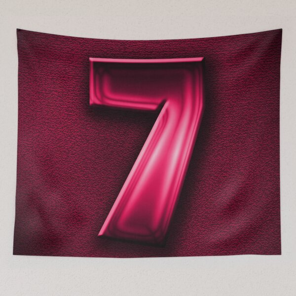 Item preview, Number 7 unit written in pink shiny metallic texture background designed and sold by SpinklyCreations.