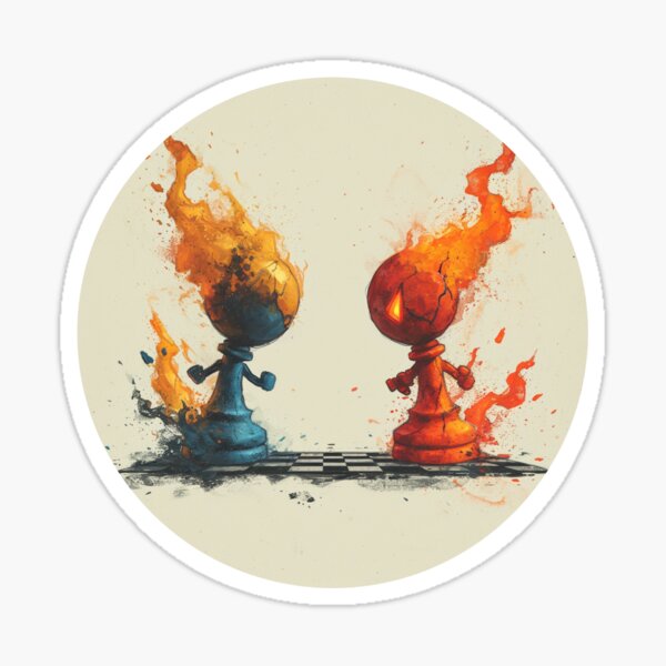 Item preview, Pawns On Fire Chess Sticker designed and sold by pawedpawnstudio.