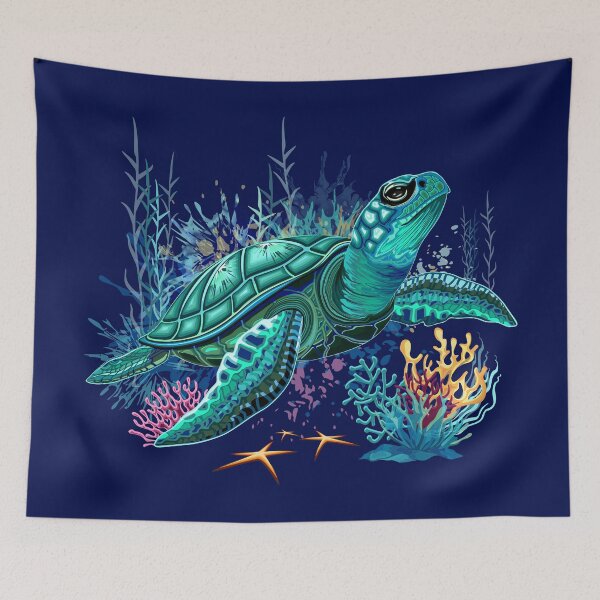 Item preview, Sea turtle watercolor Style Summer Ocean Vibes designed and sold by BluedarkArt.