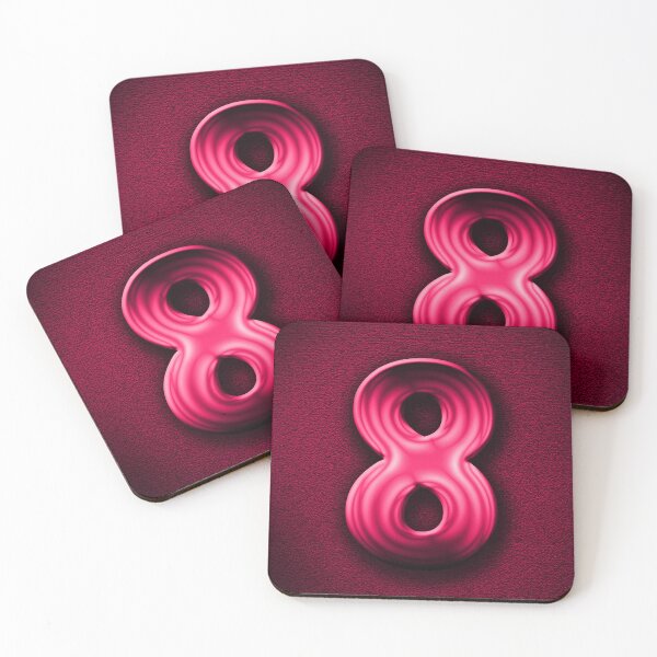 Item preview, Number 8 unit written in pink shiny metallic texture background designed and sold by SpinklyCreations.