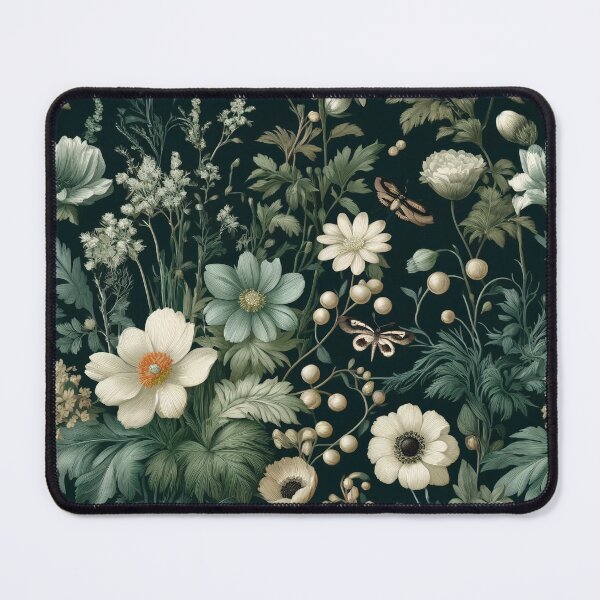 Item preview, Sage Serenity: Dark Botanical Desk Mat Design designed and sold by FantasyVillaArt.