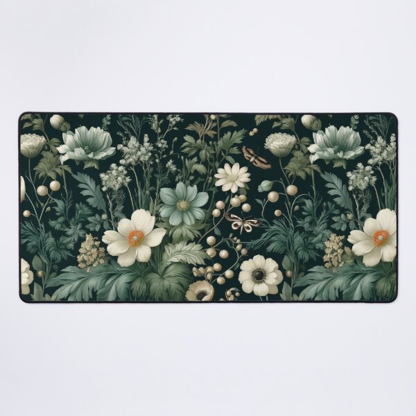 Item preview, Sage Serenity: Dark Botanical Desk Mat Design designed and sold by FantasyVillaArt.