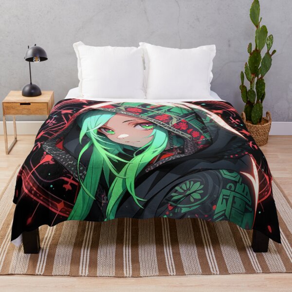 Item preview, Mystical Hooded Green Hair Anime Girl designed and sold by bubblegoth.