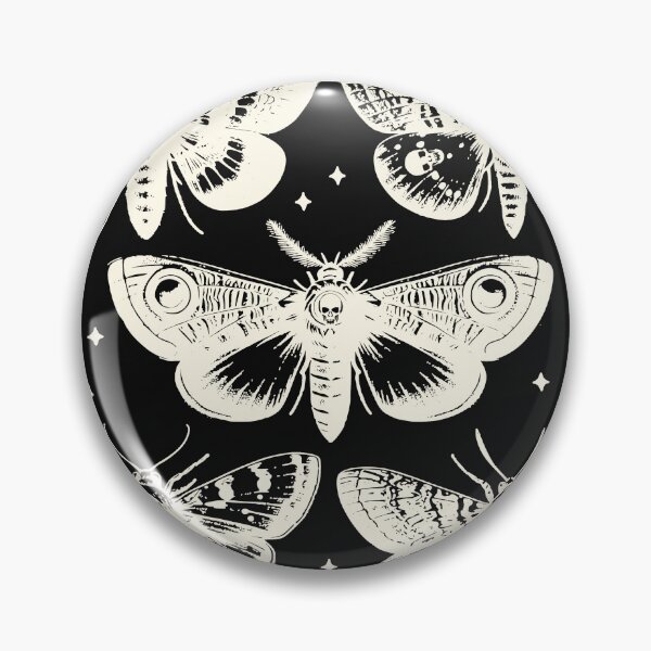 Item preview, Moths cottagecore Dancing in the Starry Night Sky: A Monochrome, Moth art, Sfingide Acherontia atropos, with stars, witch, Halloween, magic, witchcraft, Wicca designed and sold by Collagedream.