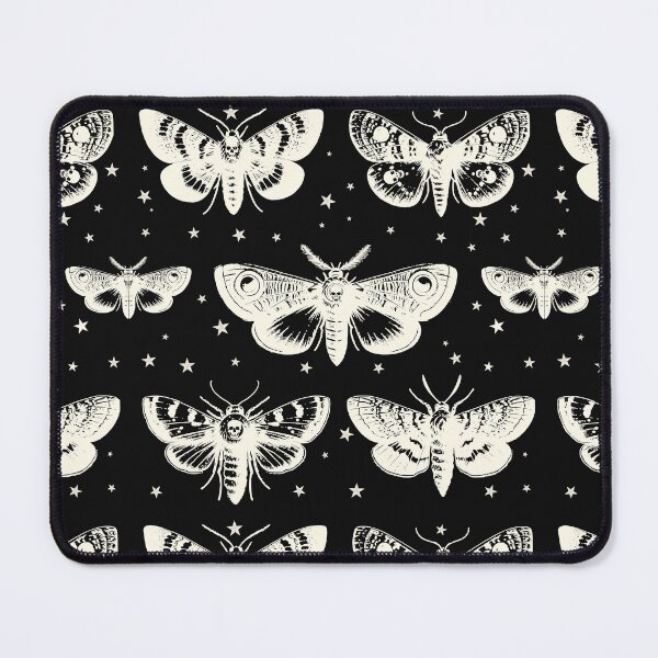 Item preview, Moths cottagecore Dancing in the Starry Night Sky: A Monochrome, Moth art, Sfingide Acherontia atropos, with stars, witch, Halloween, magic, witchcraft, Wicca designed and sold by Collagedream.