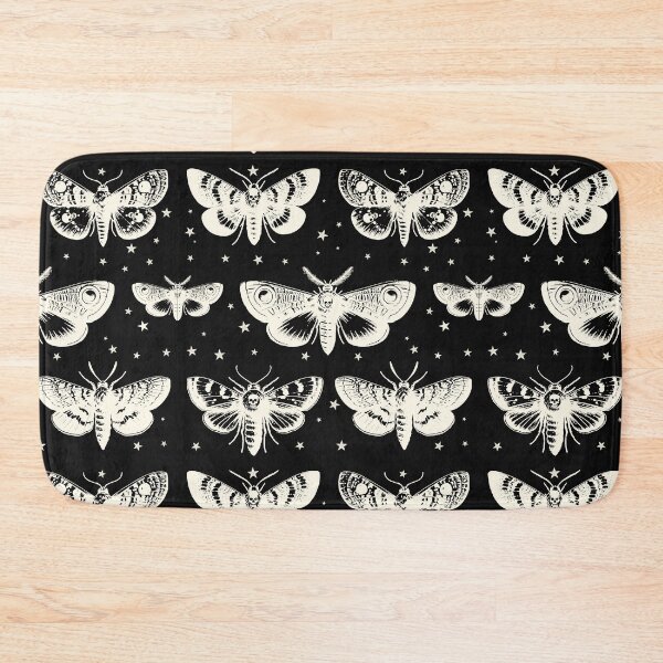 Item preview, Moths cottagecore Dancing in the Starry Night Sky: A Monochrome, Moth art, Sfingide Acherontia atropos, with stars, witch, Halloween, magic, witchcraft, Wicca designed and sold by Collagedream.