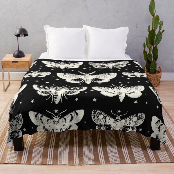 Item preview, Moths cottagecore Dancing in the Starry Night Sky: A Monochrome, Moth art, Sfingide Acherontia atropos, with stars, witch, Halloween, magic, witchcraft, Wicca designed and sold by Collagedream.