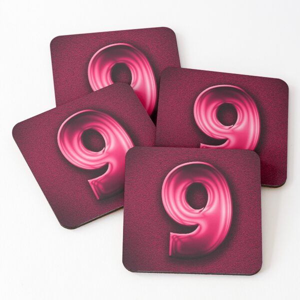 Item preview, Number 9 unit written in pink shiny metallic texture background designed and sold by SpinklyCreations.