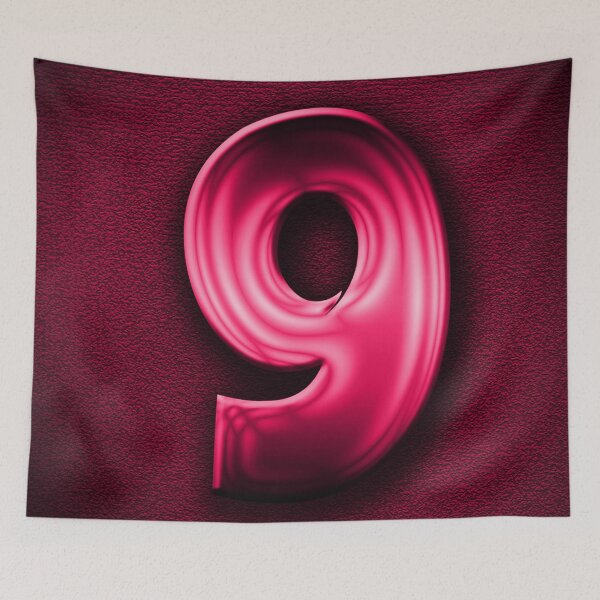 Item preview, Number 9 unit written in pink shiny metallic texture background designed and sold by SpinklyCreations.