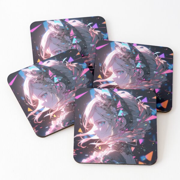 Item preview, Geometric Neon Vaporwave Shards Anime Girl designed and sold by bubblegoth.