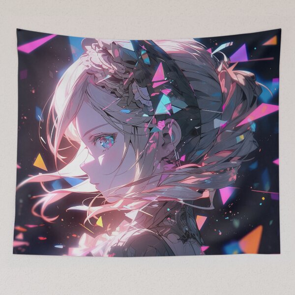 Item preview, Geometric Neon Vaporwave Shards Anime Girl designed and sold by bubblegoth.