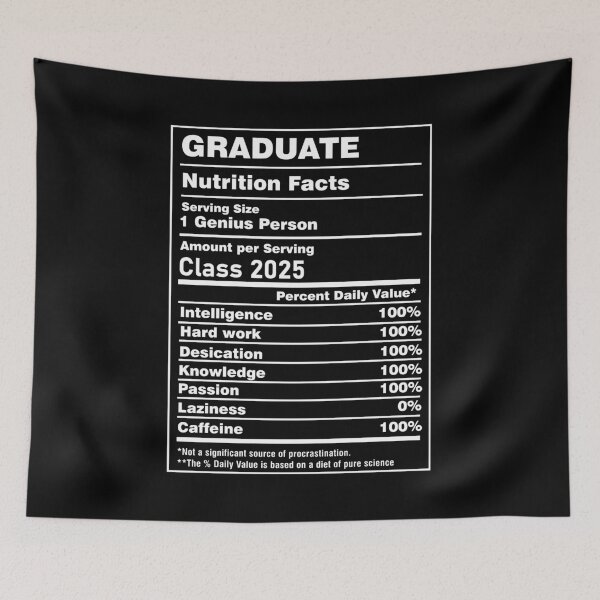 Item preview, Graduate Class 2025 /white/ Nutrition facts designed and sold by EmeraldeaArt.
