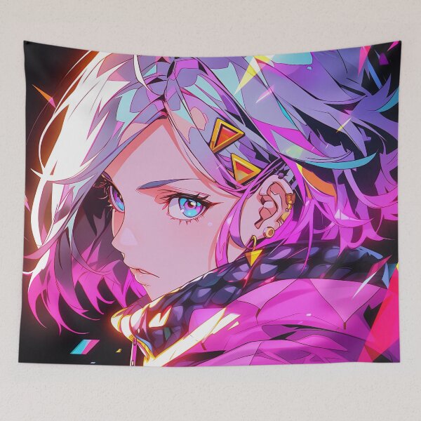 Item preview, Vibrant Neon Cyber Anime Girl designed and sold by bubblegoth.