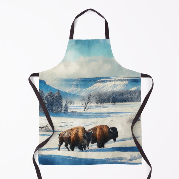 Item preview, Bison Traverse Frozen River in Snowy Winter Valley designed and sold by ArtComixHaven.