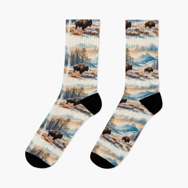 Item preview, Gentle Giants Roaming Free in a Mountainous Winter Landscape designed and sold by ArtComixHaven.