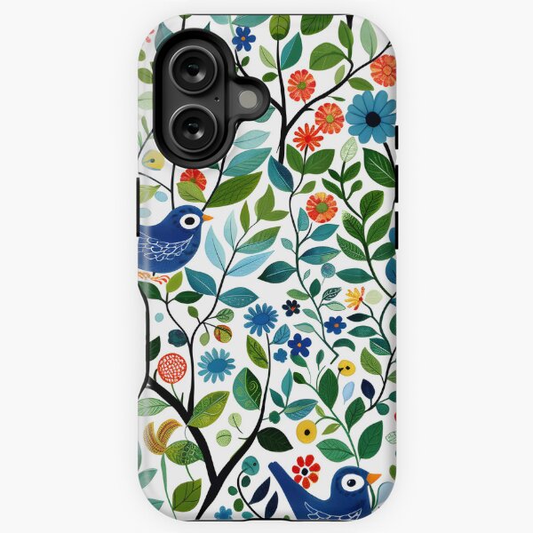 Item preview, Colourful birds  and flowers – modern folk style designed and sold by Folksy Living.