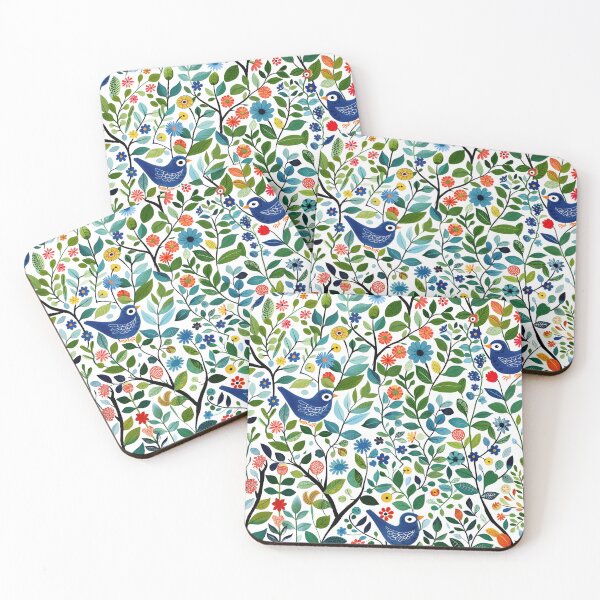 Item preview, Colourful birds  and flowers – modern folk style designed and sold by Folksy Living.