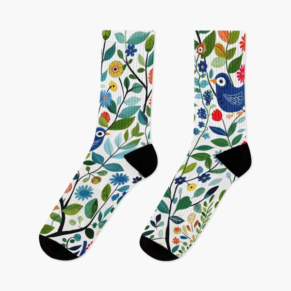 Item preview, Colourful birds  and flowers – modern folk style designed and sold by Folksy Living.