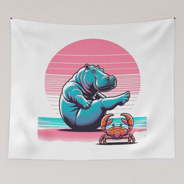 Item preview, oga Bliss: Hippo on Pink Sands with Crab Instructor designed and sold by 0penvimark.