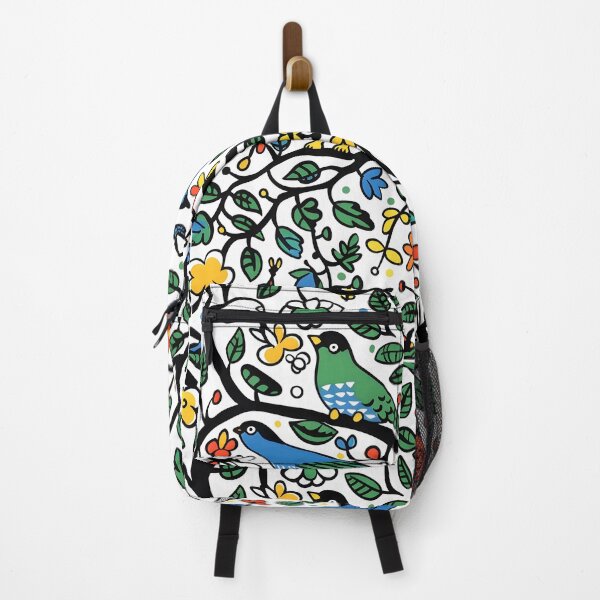 Item preview, Colourful birds  and tree with flowers – modern folk style designed and sold by Folksy Living.