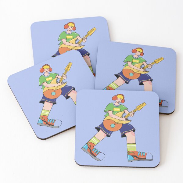 Item preview, Big Feet Kid Playing Guitar Having Fun Sticker designed and sold by BrightrDayMusicArt.