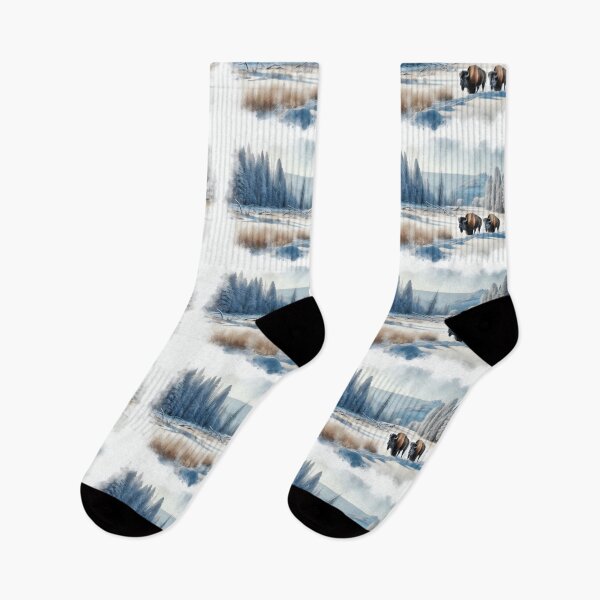 Item preview, Winter Wanderers Bison Amidst Frosty Forest Clearing designed and sold by ArtComixHaven.