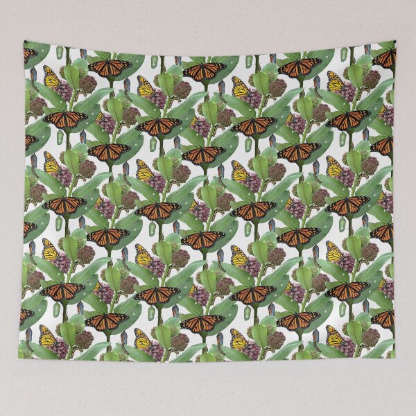 Item preview, Monarch Lifecycle Egg Caterpillar Chrysalis Butterfly on Milkweed designed and sold by Carleah Unique.