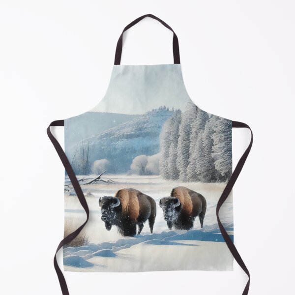 Item preview, Winter Wanderers Bison Amidst Frosty Forest Clearing designed and sold by ArtComixHaven.