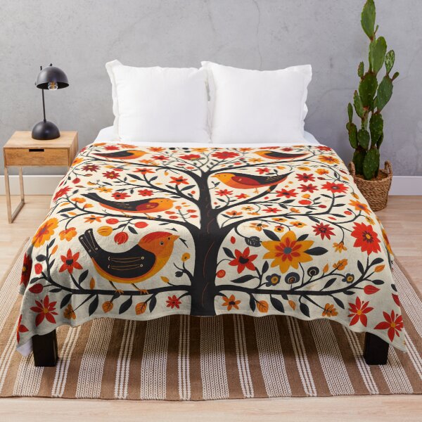 Item preview, Simple flowers and birds on the tree designed and sold by Folksy Living.