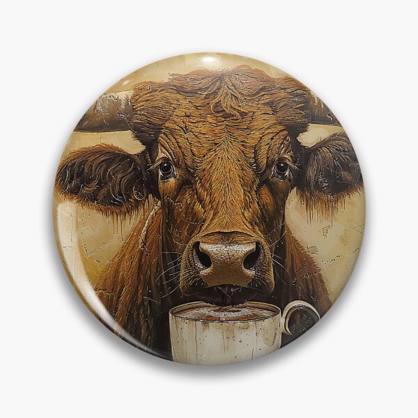 Item preview, Longhorn Cow Drinking Coffee designed and sold by Elisabeth Lucas.