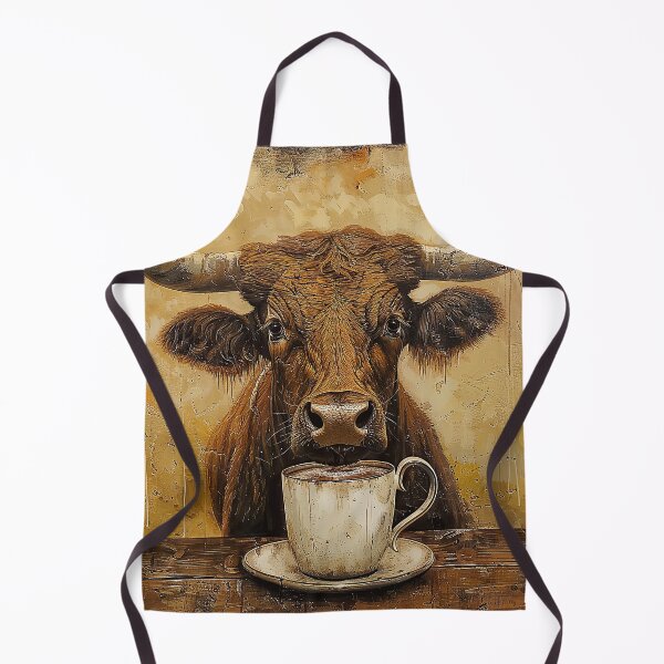 Item preview, Longhorn Cow Drinking Coffee designed and sold by Elisabeth Lucas.