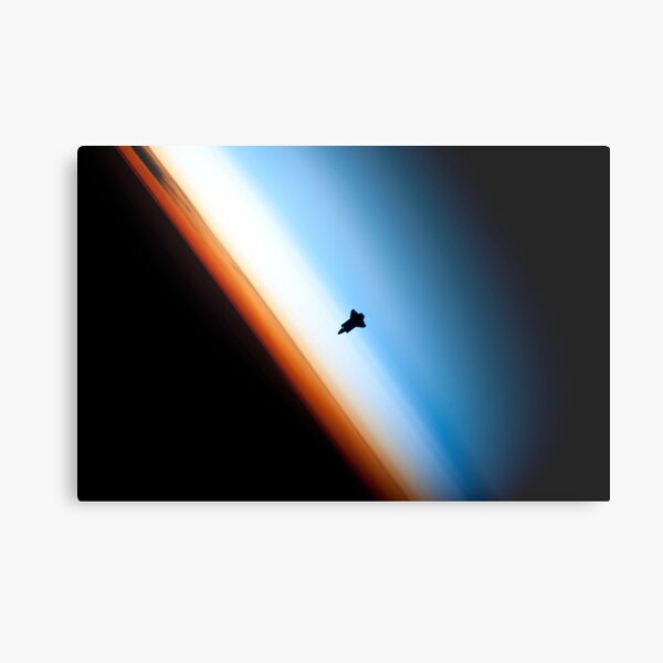 Space Shuttle Endeavour silhouette from International Space Station Metal Print