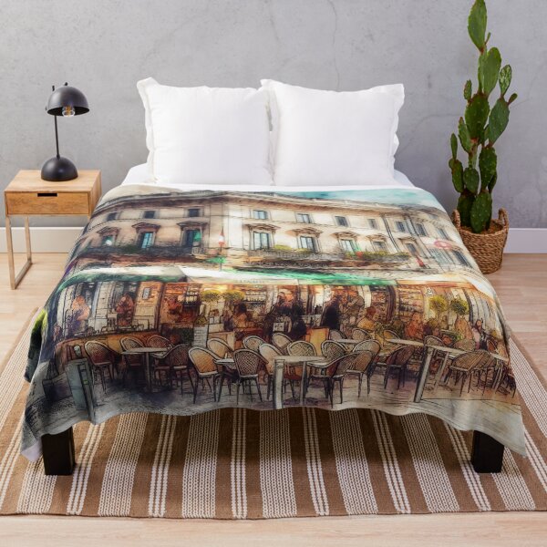 Item preview, Charming European Street Café in a Historic Cityscape designed and sold by ArtComixHaven.