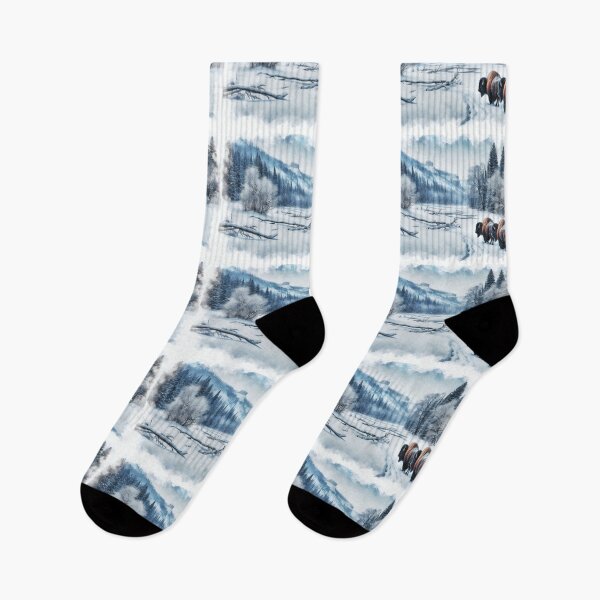 Item preview, Majestic Bison Trek Through Snowy Mountain Wilderness designed and sold by ArtComixHaven.