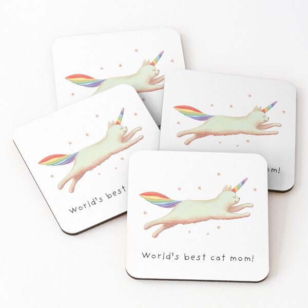 Item preview, World’s best cat mom with Unicorn Cat Gift for cat lovers designed and sold by GosiaArtGarden.