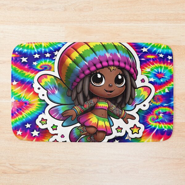 Item preview, Rainbow Rasta Fairy, Cute Little Girl, Black Girl Cartoon, Reggae Rastafairyan, Tie Dye Rastafarian, Gift for Child designed and sold by Anticulture.