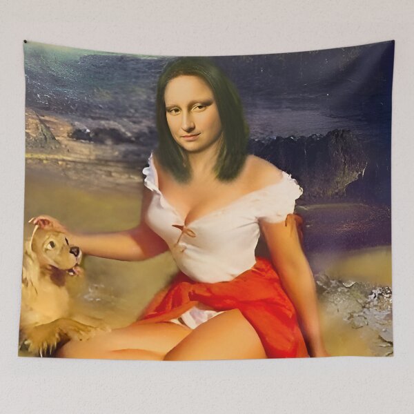 Item preview, Mona Lisa Relaxing With A Dog  designed and sold by Teetans.