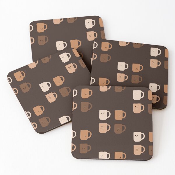 Item preview, Brown-Toned Coffee Cups with Characterful Expressions ( Deep Brown Background) designed and sold by RM-Journey.