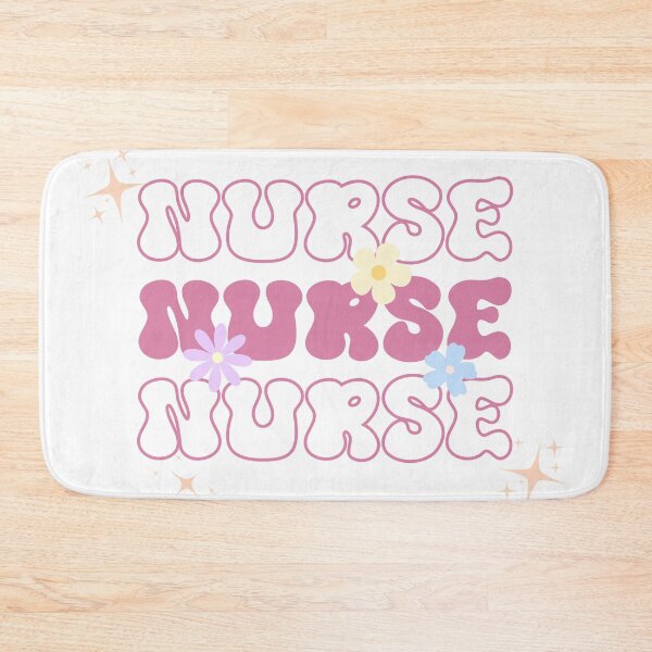 Item preview, Retro Pink Floral Stacked Nurse Text designed and sold by SanguineSiren.