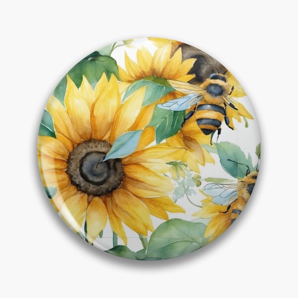 Sunflowers and Bee - Watercolor Floral pattern  Pin