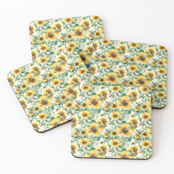 Item preview, Sunflowers and Bee - Watercolor Floral pattern  designed and sold by Victoria Riabov.