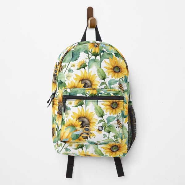 Sunflowers and Bee - Watercolor Floral pattern Backpack
