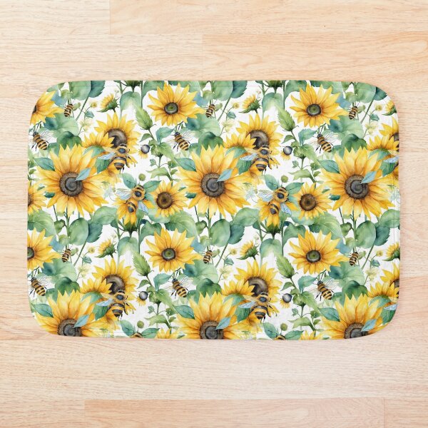Item preview, Sunflowers and Bee - Watercolor Floral pattern  designed and sold by Victoria Riabov.