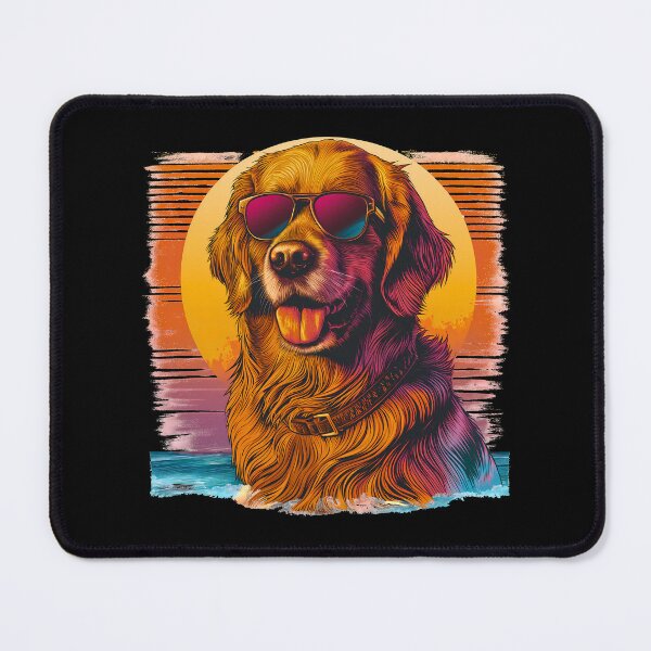 Item preview, Retro vintage golden retriever dog breed head artwork with sunset sea designed and sold by PictureUp.