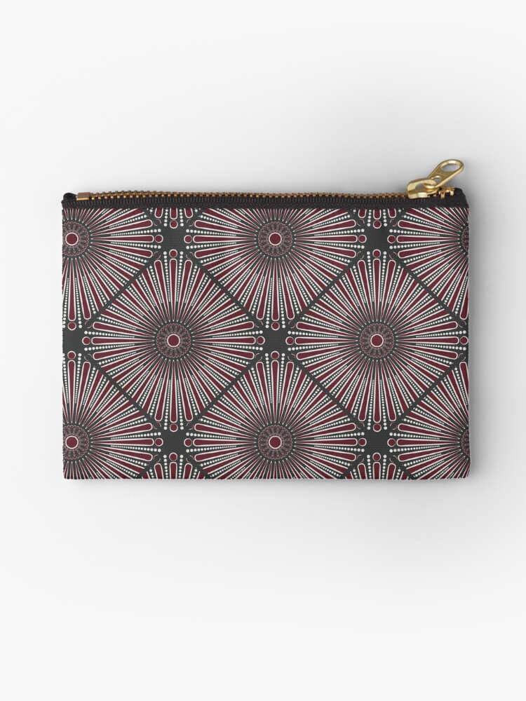 Zipper Pouch, Royal Circle Vintage Glamour Dot Mandala Diamond Tile designed and sold by Triplicate Limited