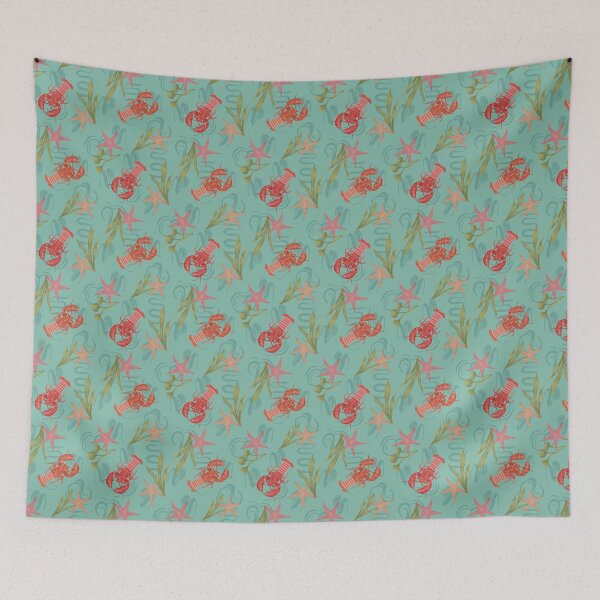 Item preview, Curstacean core lobster ocean party - light teal designed and sold by JasmineGDesigns.